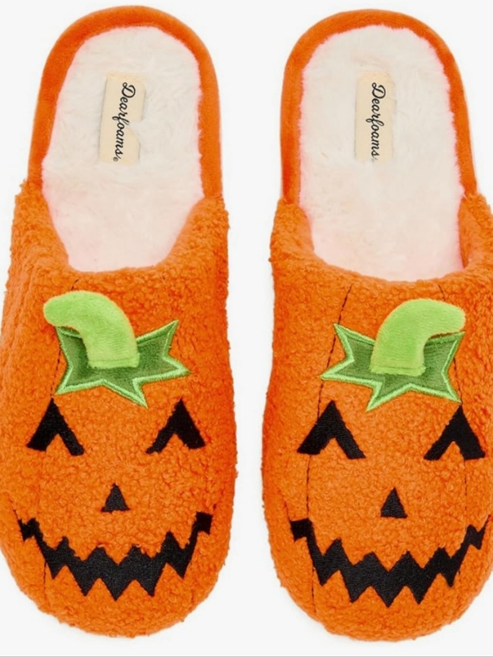 Dearfoams Memory Foam Orange Pumpkin Slip-On Slippers Size 9/10 NWT - Picture 1 of 7